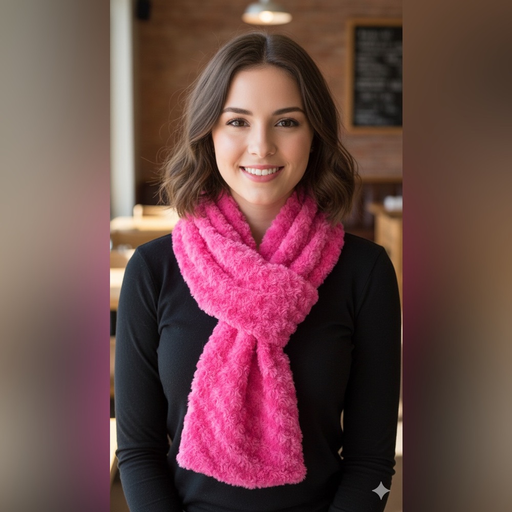 Y2K fluffy furry pink scarf